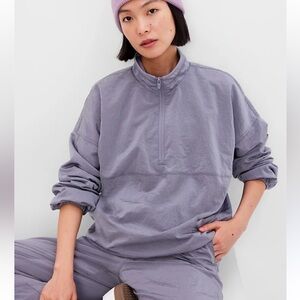 Gap Fit Women’s Purple Half Zip Fleece Lined Popover Track Jacket Size S